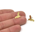 Brass Hummingbird Earring, 8 Raw Brass Tiny Hummingbird Shaped Stud Earrings, Animal Jewelry, Findings (15x13x0.80mm) SMP2545 A5912