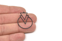 Siyah Yuvarlak Charm, 1 Döngülü 4 Oksitlenmiş Siyah Üçgen Charm, Bulgular (32,5x24,5x0,60 mm) SMP0891 A5546