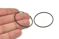 40mm Circle Connector, 8 Oxidized Black Circle Connectors (40x1x1mm) A6093 Q0409