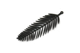 Siyah Yaprak Charm, 1 Halkalı 2 Oksitlenmiş Siyah Yaprak Charm, Yaprak Küpeler (50x18x0,80 mm) SMP1542 A2992