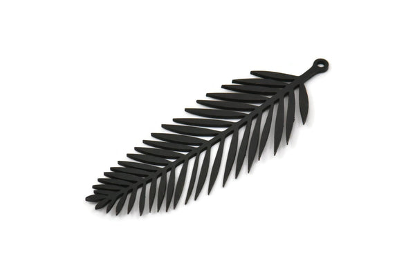 Siyah Yaprak Charm, 1 Halkalı 2 Oksitlenmiş Siyah Yaprak Charm, Yaprak Küpeler (50x18x0,80 mm) SMP1542 A2992