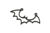 Siyah Yarasa Charm, 2 Döngülü 24 Oksitlenmiş Siyah Yarasa Charm, Siyah Bağlantı Parçaları, Küpe Parçaları (20x36x0,80 mm) A5351