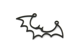 Siyah Yarasa Charm, 2 Döngülü 24 Oksitlenmiş Siyah Yarasa Charm, Siyah Bağlantı Parçaları, Küpe Parçaları (20x36x0,80 mm) A5351