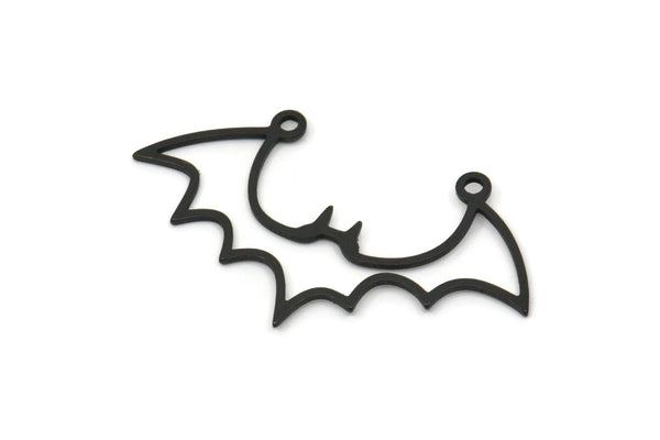 Siyah Yarasa Charm, 2 Döngülü 24 Oksitlenmiş Siyah Yarasa Charm, Siyah Bağlantı Parçaları, Küpe Parçaları (20x36x0,80 mm) A5351
