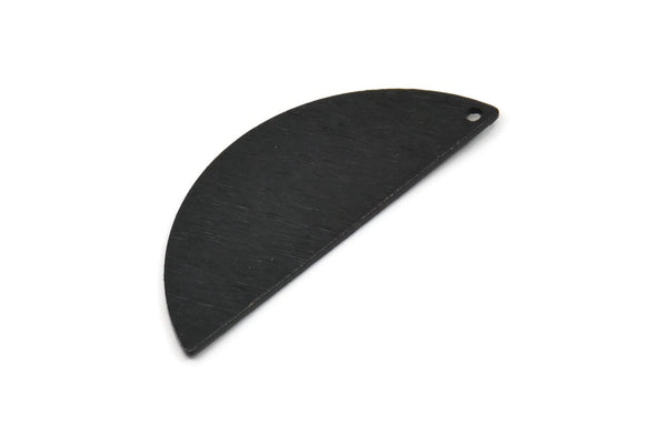 Yarım Daire Charm, 1 Delikli 4 Dokulu Oksitlenmiş Siyah Yarım Ay Boşluğu, Bulgular (39x15x1mm) D1523