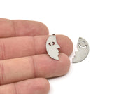Steel Face Charm, Stainless Steel Face Charm With 1 Hole, Pendants, Earrings, Findings (25x11x0.80mm) SMP2608