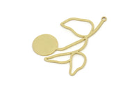 Brass Leaf Charm, Raw Brass Branch Charms With 1 Loop, Charm Pendants (41x30x0.80mm) SMP2665