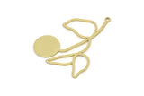 Brass Leaf Charm, Raw Brass Branch Charms With 1 Loop, Charm Pendants (41x30x0.80mm) SMP2665
