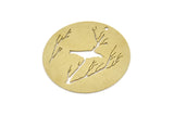 Brass Round Charm, Raw Brass Bird Patterned Round Shaped Charms With 1 Hole, Findings (30x0.60mm) SMP2693