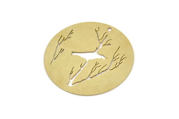 Brass Round Charm, Raw Brass Bird Patterned Round Shaped Charms With 1 Hole, Findings (30x0.60mm) SMP2693