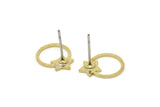 Brass Round Earring, 6 Raw Brass Tiny Star Stud Earrings (13x10x0.80mm) SMP2546 A6901