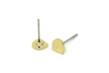Brass Stud Earring, 12 Raw Brass Tiny D Shaped Stud Earrings (5x5x1mm) Y168