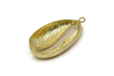 Brass Shell Charm, Raw Brass Cowrie Shell Findings 1 Loop, Pendants, Earring Charms (49x27x8mm) BS 1853 Y177