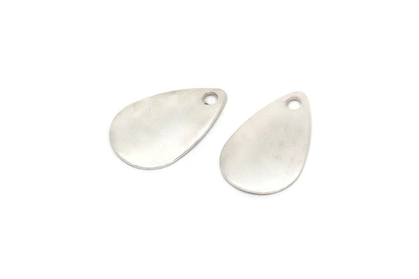 Antique Silver Drop Charm, 25 Antique Silver Plated Brass Drop Charms With 1 Hole, Findings (13x8mm) Brs 1988 A0235 H0488