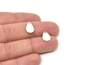 Antique Silver Drop Charm, 25 Antique Silver Plated Brass Drop Charms With 1 Hole, Findings (13x8mm) Brs 1988 A0235 H0488