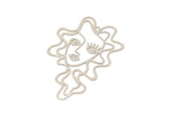 Silver Face Charm, 4 Antique Silver Plated Brass Girl Face Charms With 1 Hole, Findings (59x43x0.40mm) D1687