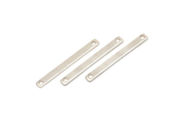 Tiny Bar Pendant, 12 Antique Silver Plated Brass Connector Bars With 2 Holes (25x2.5x0.80mm) E429