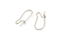 Silver Ear Hooks, 24 Antique Silver Plated Brass Earring Wires, Earring Hooks (20x10x0.8mm) BS 2139
