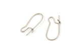Silver Ear Hooks, 24 Antique Silver Plated Brass Earring Wires, Earring Hooks (20x10x0.8mm) BS 2139