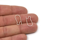 Silver Ear Hooks, 24 Antique Silver Plated Brass Earring Wires, Earring Hooks (20x10x0.8mm) BS 2139