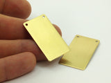 Rectangle Stamping Blank, 12 Raw Brass Rectangle Stamping Blanks with 2 Holes (35x20x0.80mm) b0048