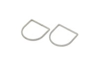 D Shape Rings, 12 Silver Tone Brass D Shape Connectors, Rings  (19x19x1mm) BS 2329
