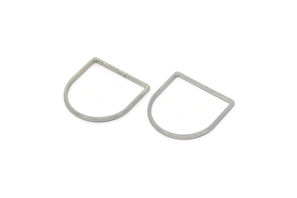 D Shape Rings, 12 Silver Tone Brass D Shape Connectors, Rings  (19x19x1mm) BS 2329