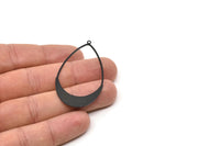 Siyah Damla Charm, 1 Döngülü 4 Oksitlenmiş Siyah Pirinç Damla Charm, Bulgular (53x30x0,80 mm) D1242