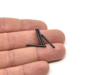Black Plain Tubes - 50 Oxidized Black Brass Tubes (2x20mm) Bs 1432