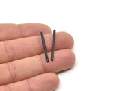 Black Plain Tubes - 24 Oxidized Black Brass Tube Beads (2x30mm) Bs 1434
