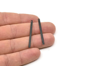 Tiny Bar Pendant, 12 Oxidized Black Brass Necklace Bars With 1 Hole (40x2.5x0.80mm) E396