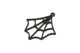Siyah Örümcek Ağı Tılsımı, 1 Halkalı 6 Oksitlenmiş Siyah Pirinç Örümcek Ağı Tılsımı, Tılsım Kolye Uçları (26x22x1mm) A5302