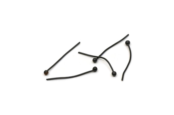 Siyah Top İğne, 50 Oksitlenmiş Siyah Pirinç Top İğne, Bulgular, Takı Yapımı (20 mm) Brc223