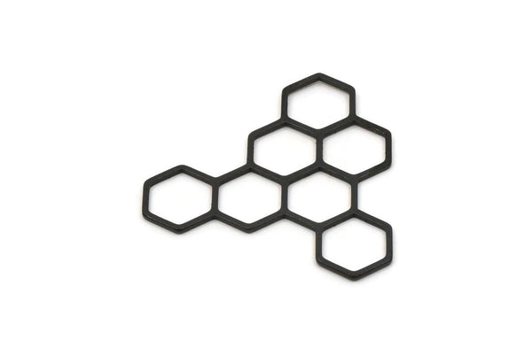 Siyah Altıgen Charm, 4 Oksitlenmiş Siyah Pirinç Altıgen Şekilli Charm, Küpe Parçaları, Geometrik Charmlar (28x27x0,80 mm) A6695