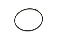 Siyah Yuvarlak Charm, 1 Halkalı 6 Oksitlenmiş Siyah Pirinç Yuvarlak Şekilli Charm, Küpe Parçaları, Geometrik Charmlar (46x45x1mm) A3004