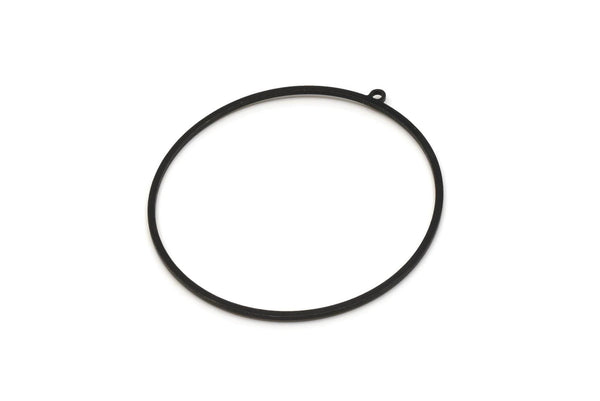 Siyah Yuvarlak Charm, 1 Halkalı 6 Oksitlenmiş Siyah Pirinç Yuvarlak Şekilli Charm, Küpe Parçaları, Geometrik Charmlar (46x45x1mm) A3004