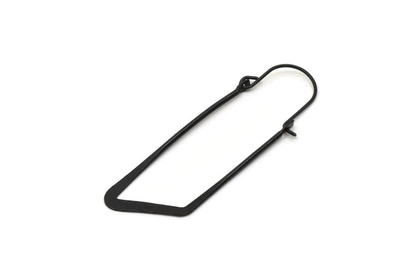 Siyah Küpe Telleri, 4 Oksitlenmiş Siyah Pirinç Küpe Saplaması, Tel Halkalar (49x15x1x0,70 mm) D1568 Q0490