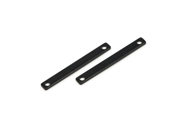 Mütevazı Küçük Takı, 8 Oksitlenmiş Siyah Pirinç Çubuk 2 Delik (28x3x1mm) A0871