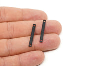 Mütevazı Küçük Takı, 8 Oksitlenmiş Siyah Pirinç Çubuk 2 Delik (28x3x1mm) A0871