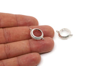 Silver Round Setting, 4 Antique Silver Plated Brass Round Settings With 2 Loops and 1 Pad Setting (21x15.5x3.5mm) BS 2033