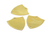 Super Hero Charm, 6 Raw Brass Stamping Blank, Shield with 2 Holes (24x22x0.80mm) b0103