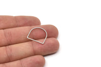 D Shape Rings, 12 Silver Tone Brass D Shape Connectors, Rings  (19x19x1mm) BS 2329