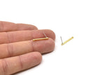 Brass Rectangle Earring, 8 Raw Brass Rectangle Bar Stud Earrings With 1 Hole (20x2x1mm) A0857 Y089