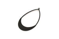 Siyah Damla Charm, 1 Döngülü 4 Oksitlenmiş Siyah Pirinç Damla Charm, Bulgular (53x30x0,80 mm) D1242