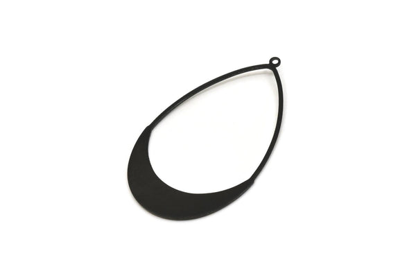 Siyah Damla Charm, 1 Döngülü 4 Oksitlenmiş Siyah Pirinç Damla Charm, Bulgular (53x30x0,80 mm) D1242