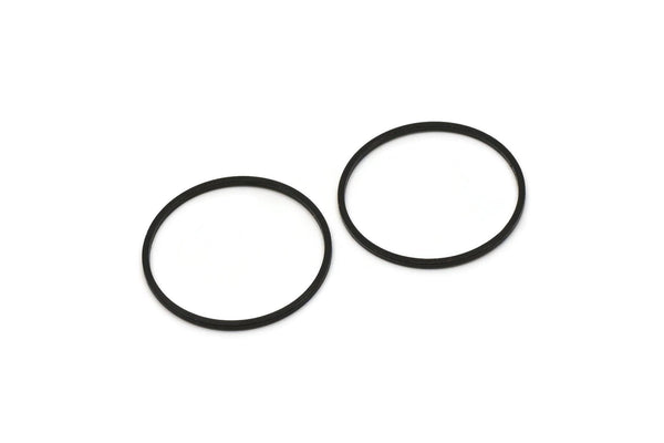 25mm Circle Connector, 12 Oxidized Black Brass Circle Connectors (25x1x1mm) A3769 S352