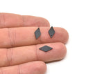 Siyah Elmas Tılsım, 1 Delikli 24 Oksitlenmiş Siyah Pirinç Elmas Tılsım (13x6x1mm) A3807