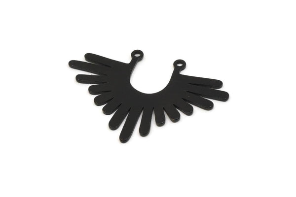 Siyah Güneş Tılsımı, 2 Döngülü 6 Oksitlenmiş Siyah Pirinç Yükselen Güneş Şekilli Tılsım, Bulgular (32x22x0,80 mm) A6474