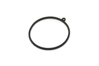 Siyah Yuvarlak Charm, 1 Döngülü 8 Oksitlenmiş Siyah Pirinç Daire Charm, Charm Küpeler (30x1mm) A2838