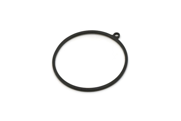 Siyah Yuvarlak Charm, 1 Döngülü 8 Oksitlenmiş Siyah Pirinç Daire Charm, Charm Küpeler (30x1mm) A2838